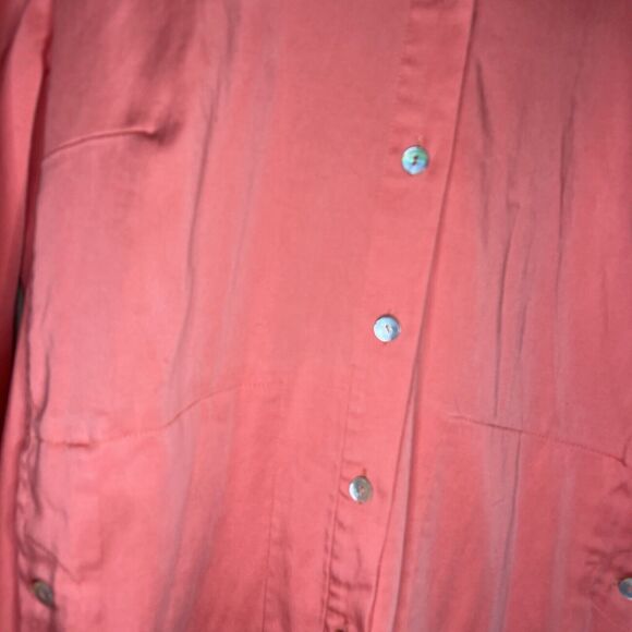 Soft Surroundings Women's Size Large Thelma Tencel Shirt Coral Pink Button Up - Picture 3 of 10
